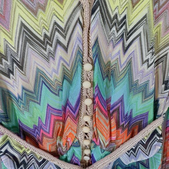 Missoni Italy Multicolor Zigzag Knit Long Sleeve Dress Rayon Silk Lined Small - Picture 8 of 16